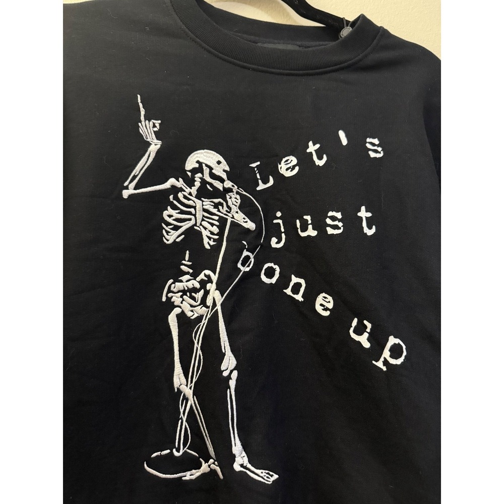 NWT The Kooples Black Embroidered Skeleton Graphic Sweatshirt -‎ French 0 - Picture 2 of 7